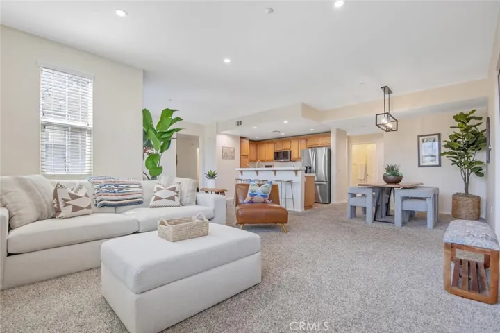 Living room, kitchen, dining area, open floor plan