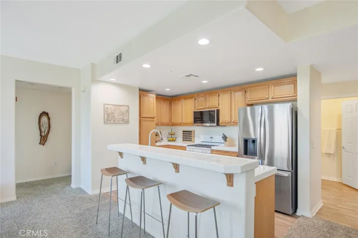 Kitchen with bar stools
