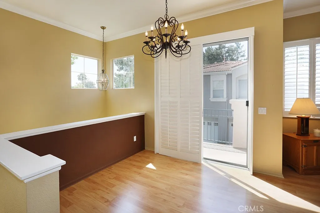 The dining room opens to the balcony.