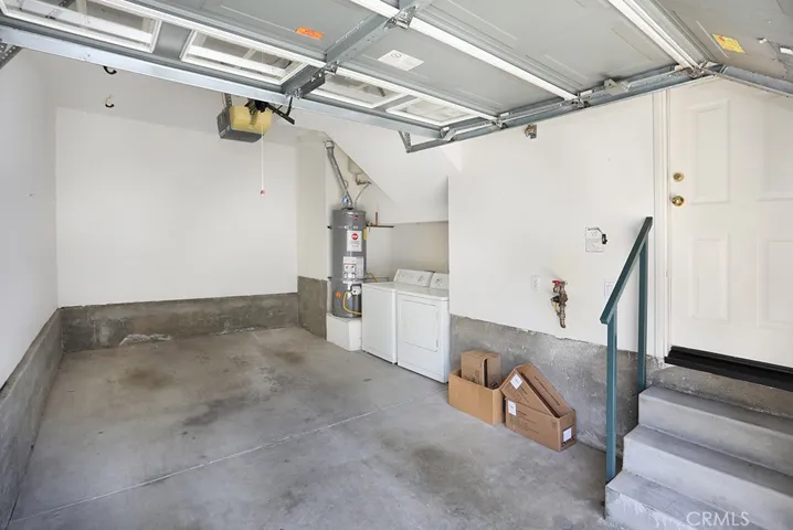The washer and dryer hookups are in the direct access one car garage. Washer & dryer are included.