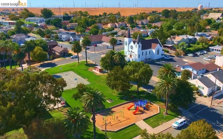 Aerial perspective of suburban area