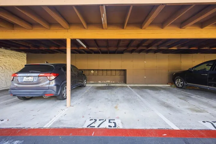 Dedicated covered parking spot and storage locker