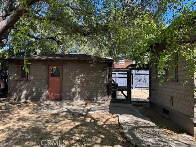 Side of garage from backyard