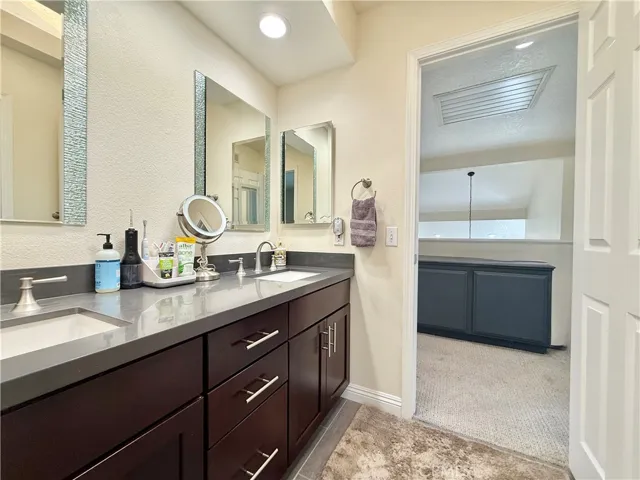 Upstairs bathroom with double vanity