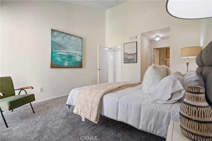 Primary suite with three closet spaces