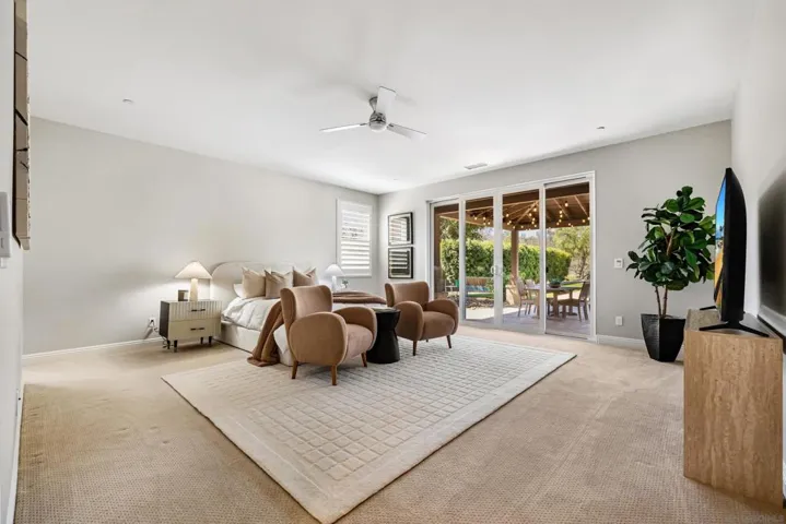 1st floor suite with access to covered patio and views to backyard