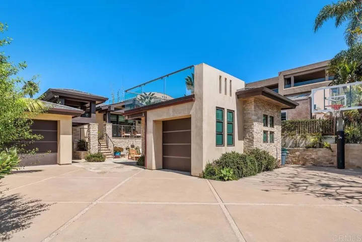 Front of house garage used as gym