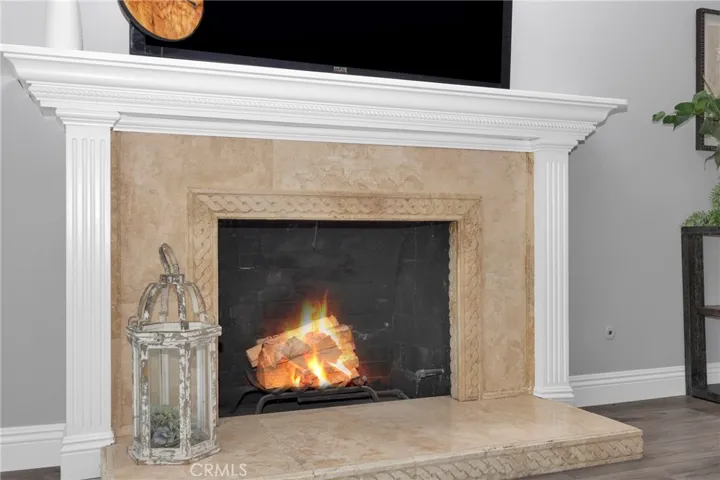 Fire in the fireplace is not real.
