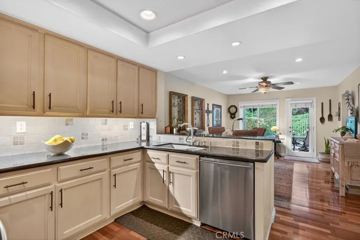 Kitchen to Family Room to Backyard