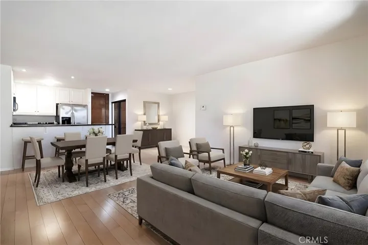 Virtually Staged Living Room/Dining Area