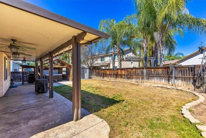 Great yard for entertaining family and friends.  Large alumawood covered patio.