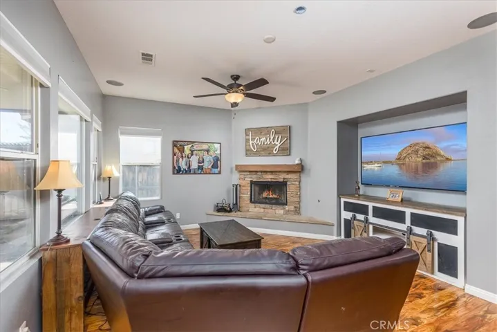 Another view of family room.  Accommodates large sectional and large TV. Gas fireplace.