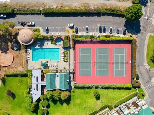 Aerial view of a pool area