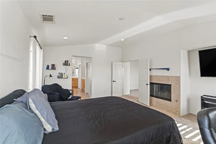 Fireplace in the primary bedroom