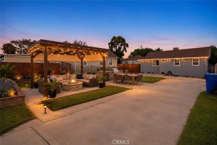 Furniture, decor, and twilight sky have been virtually added.