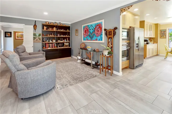 Family room adjacent to kitchen.