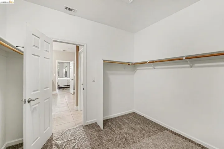 Walk in closet with light carpet