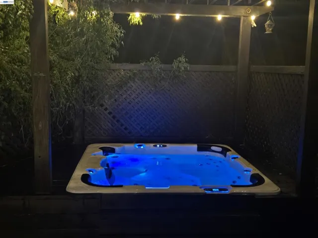 Hot tub lights at night
