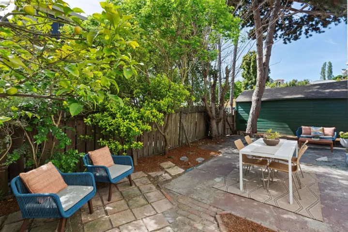 Fenced backyard featuring a patio and outdoor lounge area