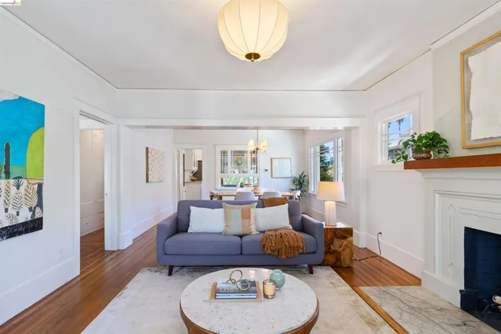 The living room opens to a the dining room and creates a "great room" feeling where friends and family can gather.