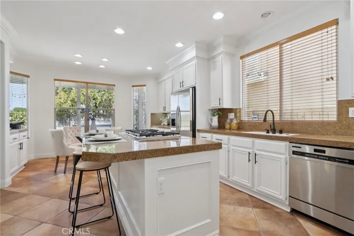 Generous cabinet storage and counter space