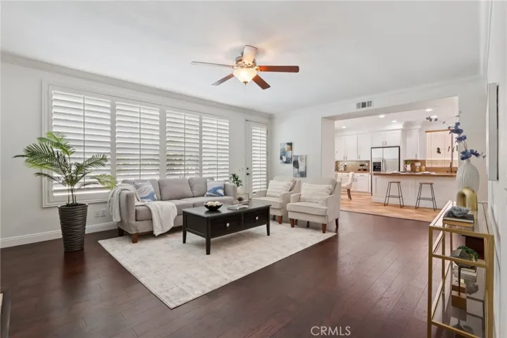 Spacious family room with an open layout that flows seamlessly into the kitchen