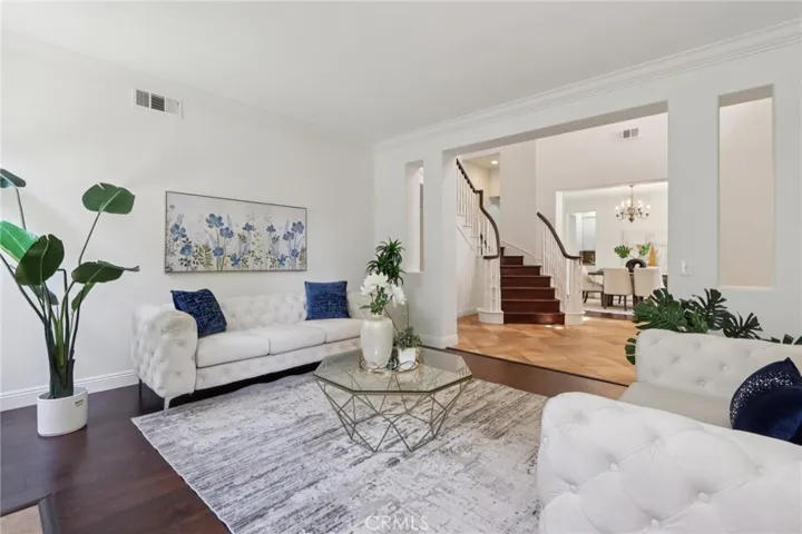 Spacious formal living room with an open layout