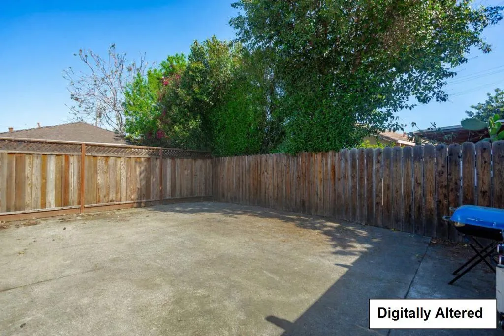 Shared Private Yard: digitally altered. removed debris from center of yard to show entire space.