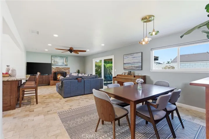 Dining room flows seamlessly to the living room
