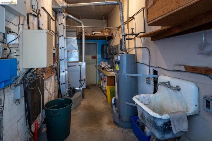 Utilities with secured water heater and a sink