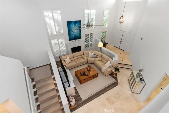 staircase overlooking the living room