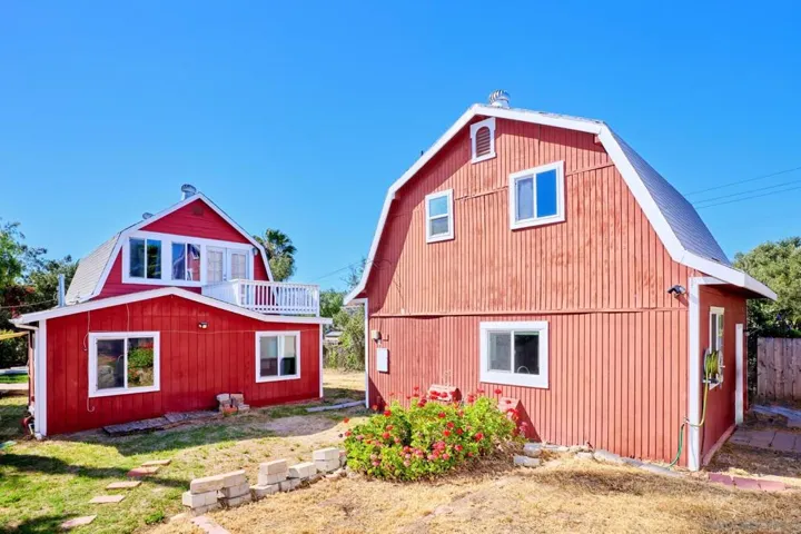 Exterior backs of both houses