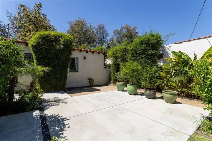 backyard patio space, view of back of house