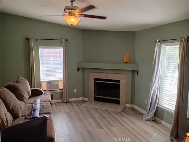 Family room with fireplace