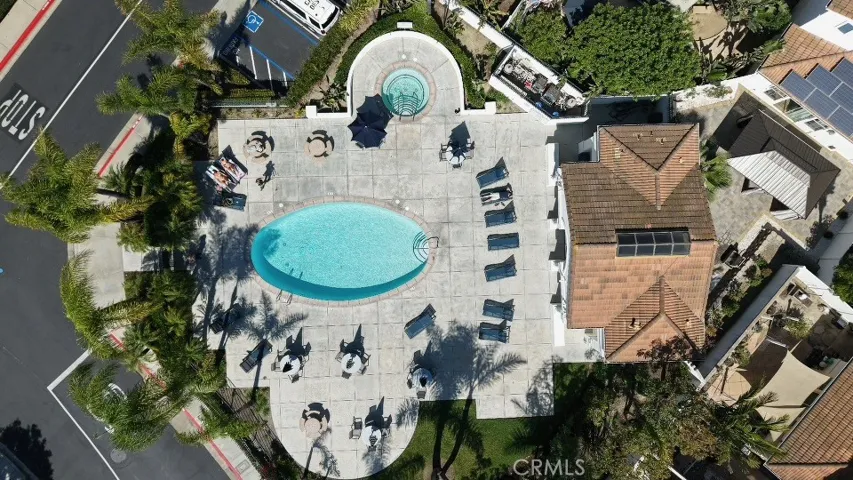 Over head of community pool and spa.