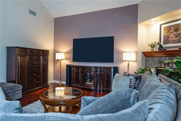 Family room with fireplace