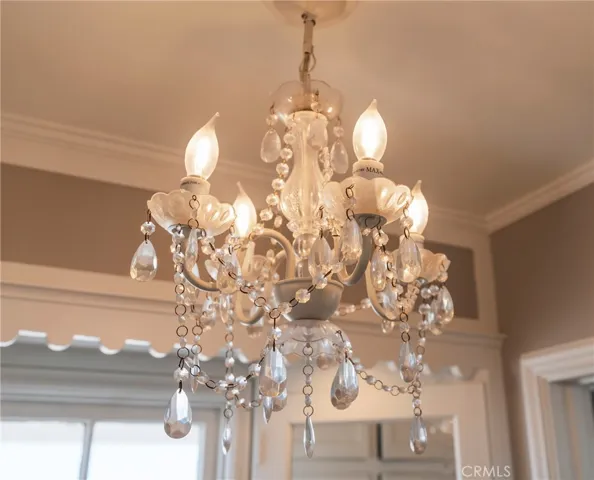 Elegant chandelier in the makeup room with ocean views—creating a beautiful, serene ambiance.