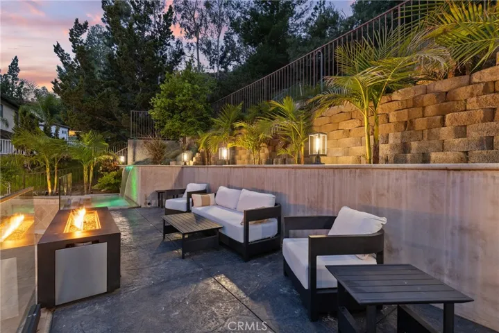 Backyard Firepit and Waterfall