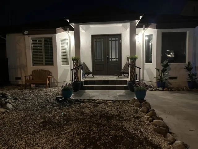 Entry of house front shot at night