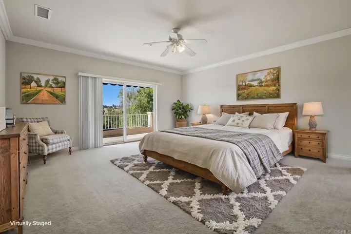 Virtually staged primary bedroom