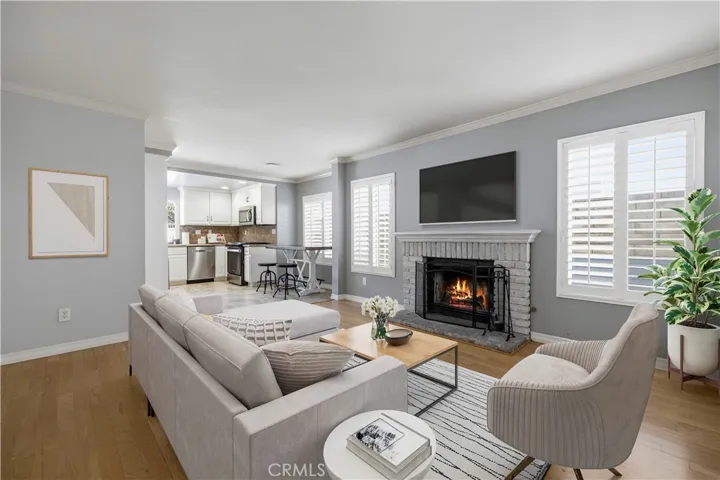 Virtually Staged Family Room with Fireplace