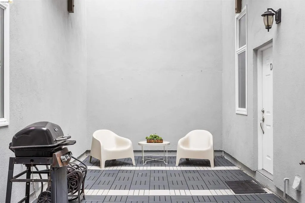 View of patio with area for grilling