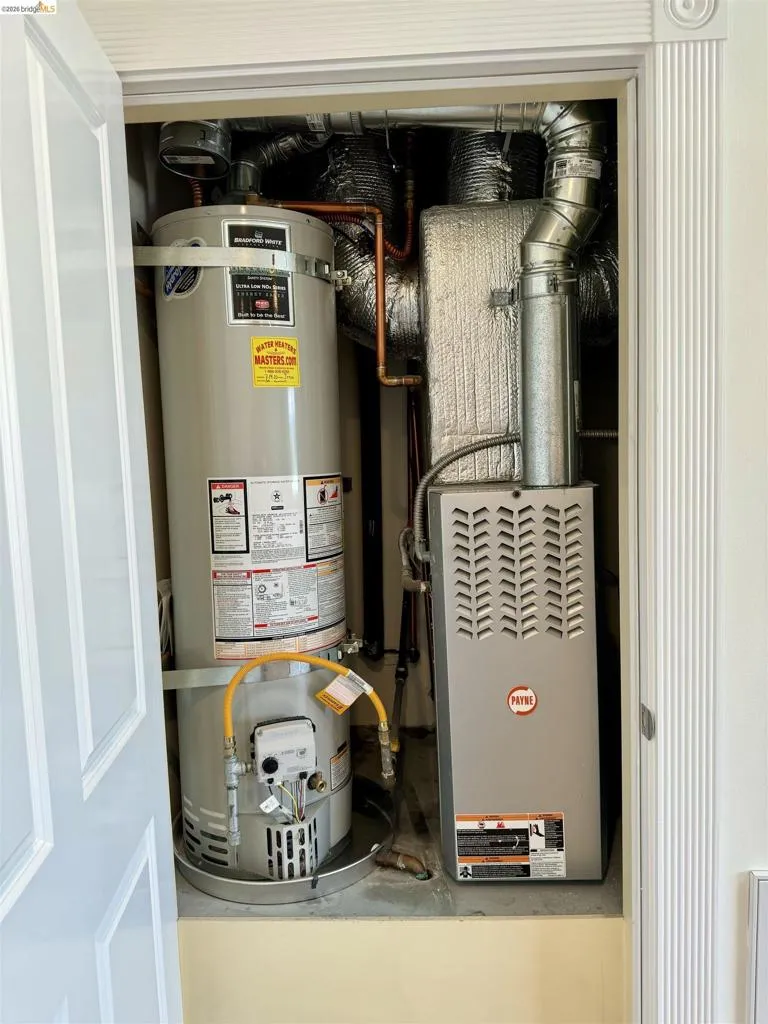 Utilities featuring secured water heater and heating unit