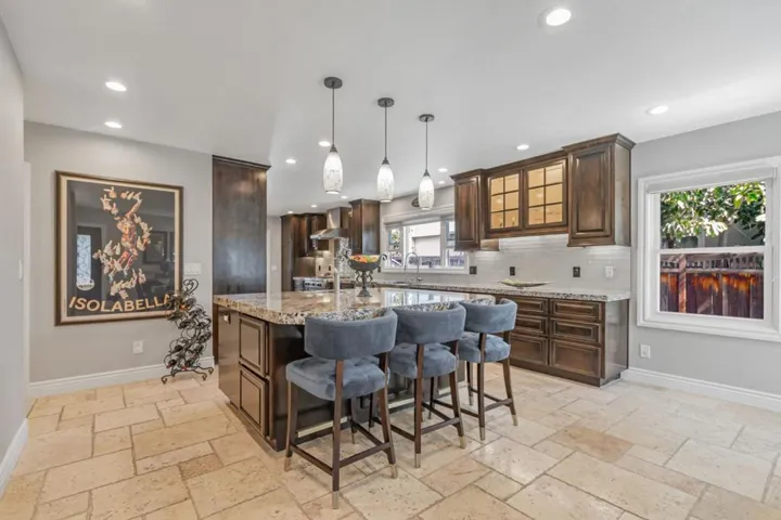 Kitchen oversized island view