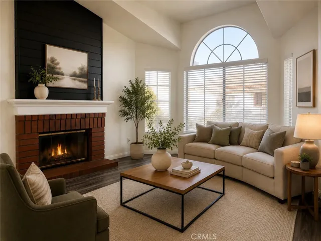 Digitally staged living room