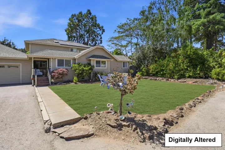 Front yard lawn is digitally altered
