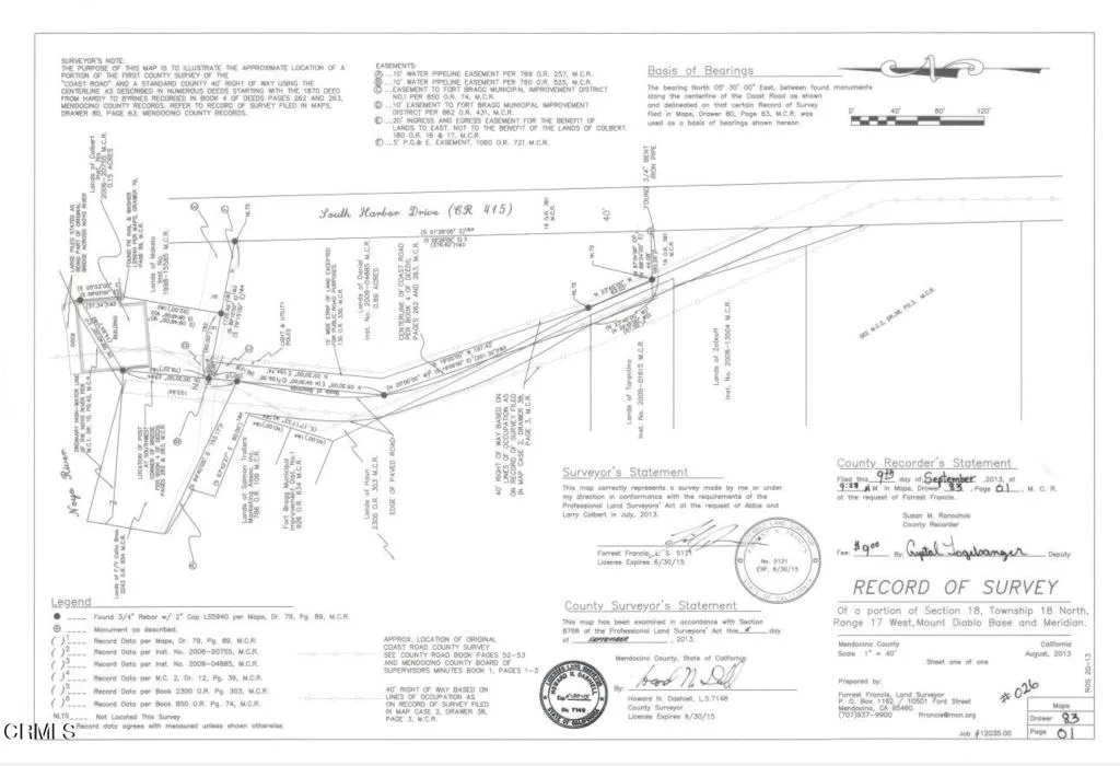 Record of Survey Map of Coast Road