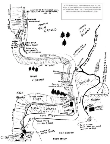 Circa 1856 Noyo River Map