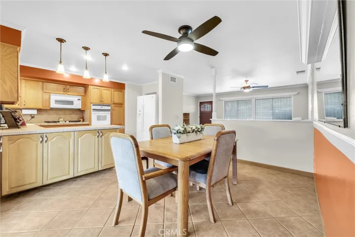 Dining room with views of the kitchen