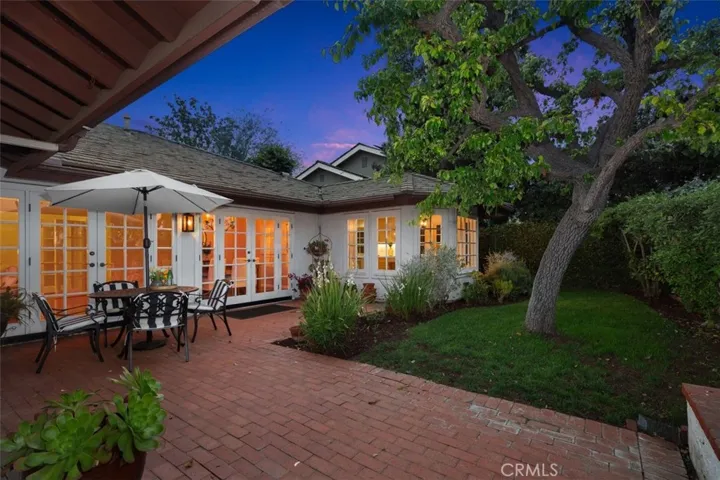 Rear patio at night.